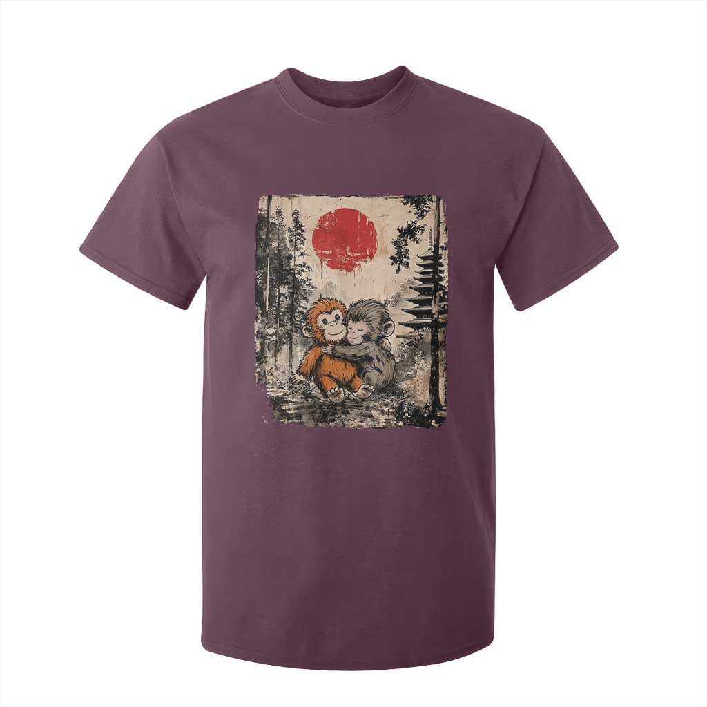 Vintage Japanese Ukiyoe Punch Baby Monkey T Shirt For Kid Kawaii Animal Gift TS12 Maroon Print Your Wear