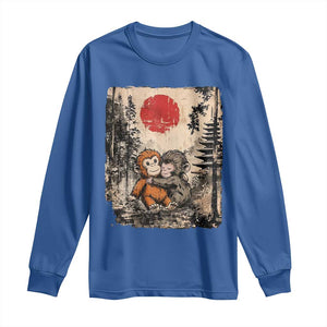 Vintage Japanese Ukiyoe Punch Baby Monkey Long Sleeve Shirt Kawaii Animal Gift TS12 Royal Blue Print Your Wear