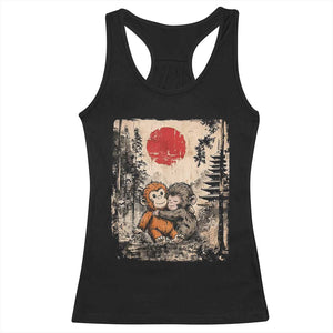 Vintage Japanese Ukiyoe Punch Baby Monkey Racerback Tank Top Kawaii Animal Gift TS12 Black Print Your Wear