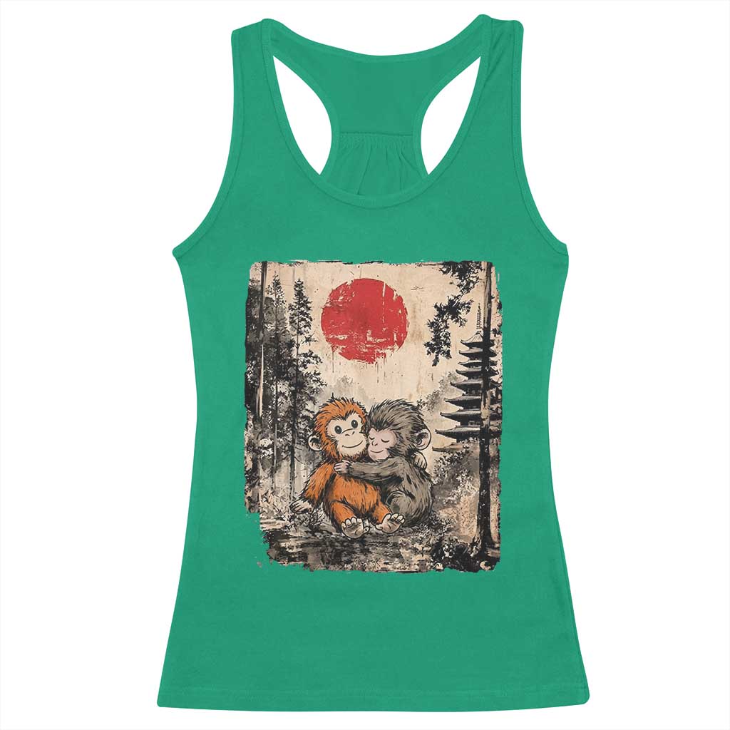 Vintage Japanese Ukiyoe Punch Baby Monkey Racerback Tank Top Kawaii Animal Gift TS12 Irish Green Print Your Wear