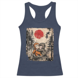 Vintage Japanese Ukiyoe Punch Baby Monkey Racerback Tank Top Kawaii Animal Gift TS12 Navy Print Your Wear