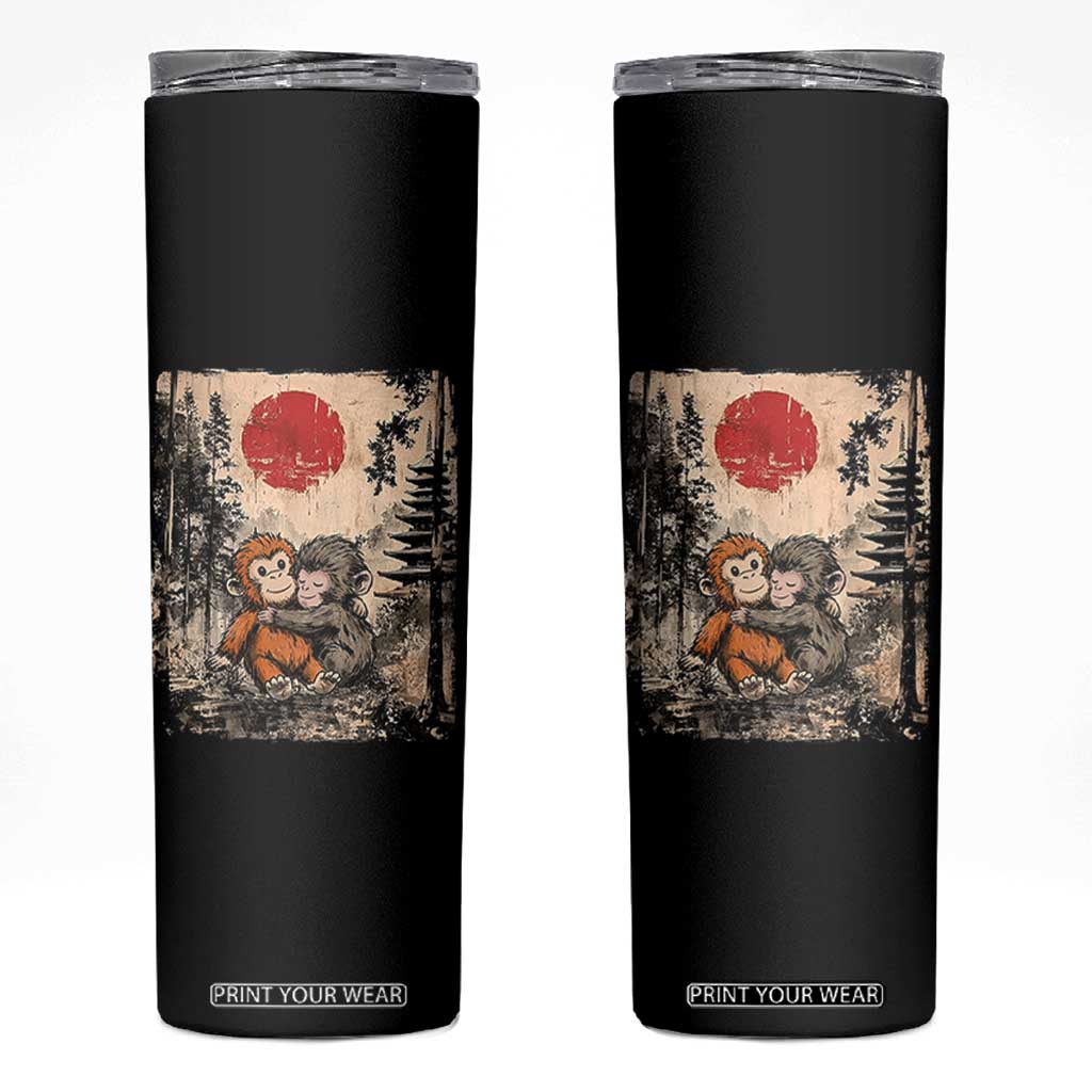 Vintage Japanese Ukiyoe Punch Baby Monkey Skinny Tumbler Kawaii Animal Gift TS12 Black Print Your Wear