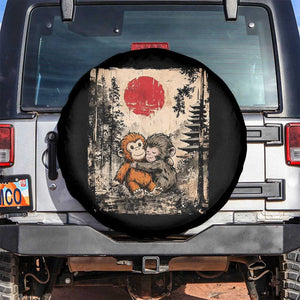 Vintage Japanese Ukiyoe Punch Baby Monkey Spare Tire Cover Kawaii Animal Gift TS12 No hole Black Print Your Wear