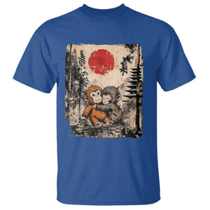 Vintage Japanese Ukiyoe Punch Baby Monkey T Shirt Kawaii Animal Gift TS12 Royal Blue Print Your Wear