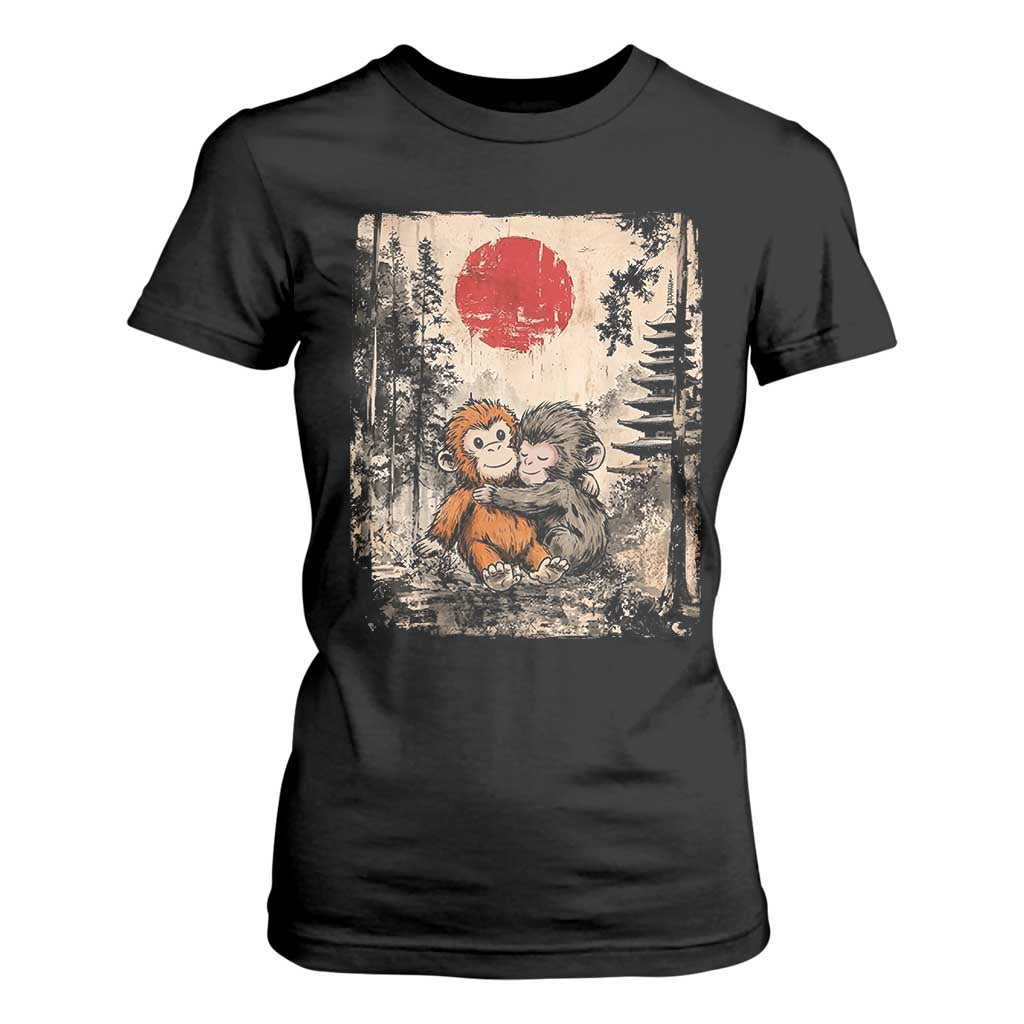 Vintage Japanese Ukiyoe Punch Baby Monkey T Shirt For Women Kawaii Animal Gift TS12 Black Print Your Wear