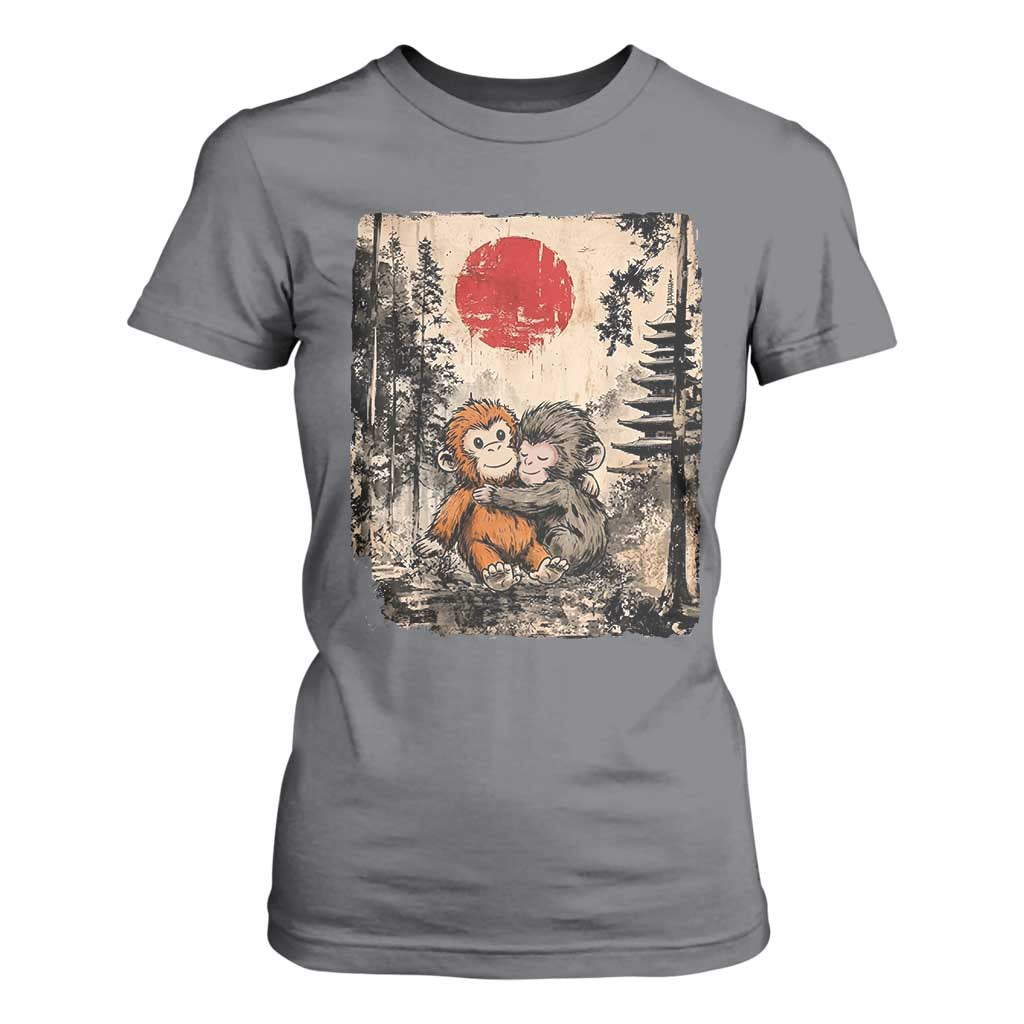 Vintage Japanese Ukiyoe Punch Baby Monkey T Shirt For Women Kawaii Animal Gift TS12 Charcoal Print Your Wear
