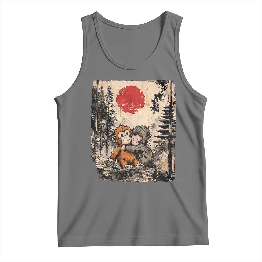 Vintage Japanese Ukiyoe Punch Baby Monkey Tank Top Kawaii Animal Gift TS12 Black Heather Print Your Wear