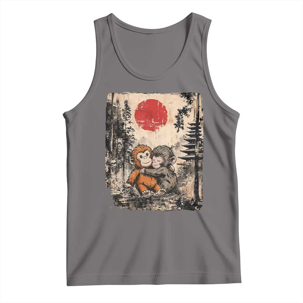 Vintage Japanese Ukiyoe Punch Baby Monkey Tank Top Kawaii Animal Gift TS12 Deep Heather Print Your Wear