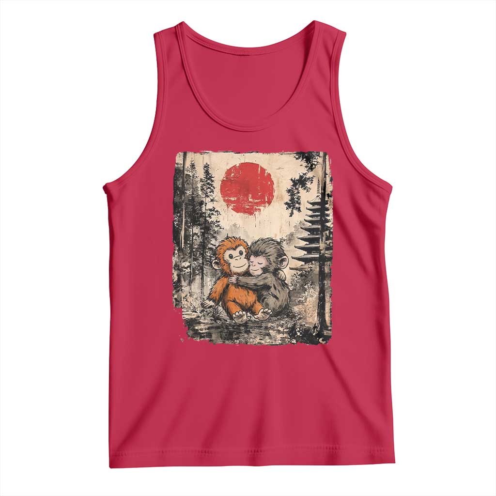 Vintage Japanese Ukiyoe Punch Baby Monkey Tank Top Kawaii Animal Gift TS12 Red Print Your Wear