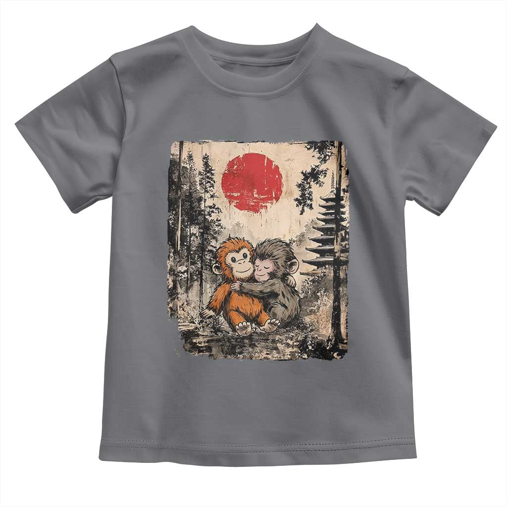 Vintage Japanese Ukiyoe Punch Baby Monkey Toddler T Shirt Kawaii Animal Gift TS12 Charcoal Print Your Wear