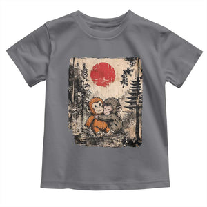Vintage Japanese Ukiyoe Punch Baby Monkey Toddler T Shirt Kawaii Animal Gift TS12 Charcoal Print Your Wear