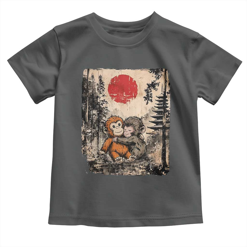 Vintage Japanese Ukiyoe Punch Baby Monkey Toddler T Shirt Kawaii Animal Gift TS12 Dark Heather Print Your Wear