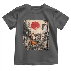 Vintage Japanese Ukiyoe Punch Baby Monkey Toddler T Shirt Kawaii Animal Gift TS12 Dark Heather Print Your Wear