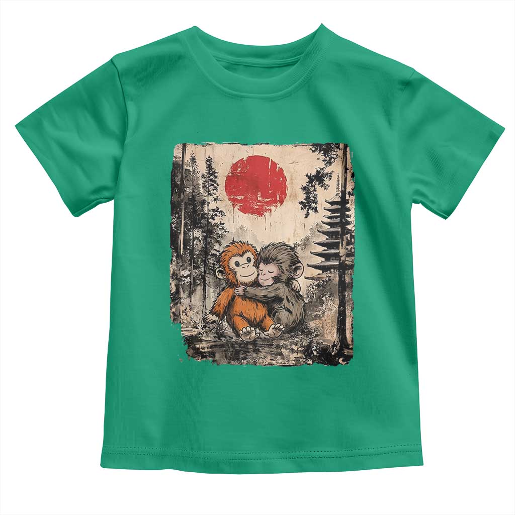 Vintage Japanese Ukiyoe Punch Baby Monkey Toddler T Shirt Kawaii Animal Gift TS12 Irish Green Print Your Wear