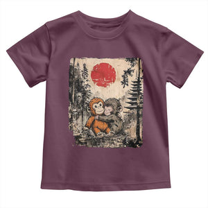 Vintage Japanese Ukiyoe Punch Baby Monkey Toddler T Shirt Kawaii Animal Gift TS12 Maroon Print Your Wear