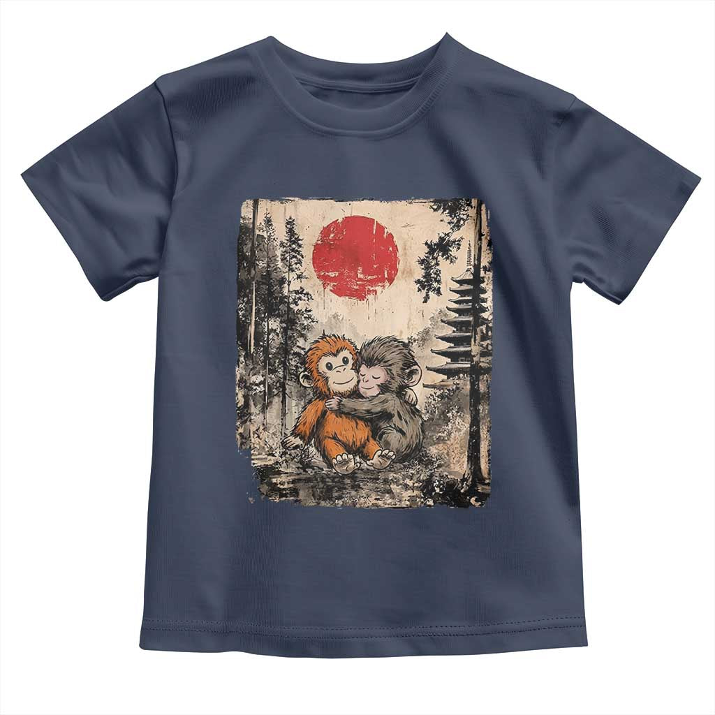 Vintage Japanese Ukiyoe Punch Baby Monkey Toddler T Shirt Kawaii Animal Gift TS12 Navy Print Your Wear