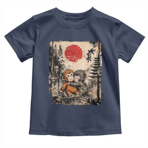 Vintage Japanese Ukiyoe Punch Baby Monkey Toddler T Shirt Kawaii Animal Gift TS12 Navy Print Your Wear