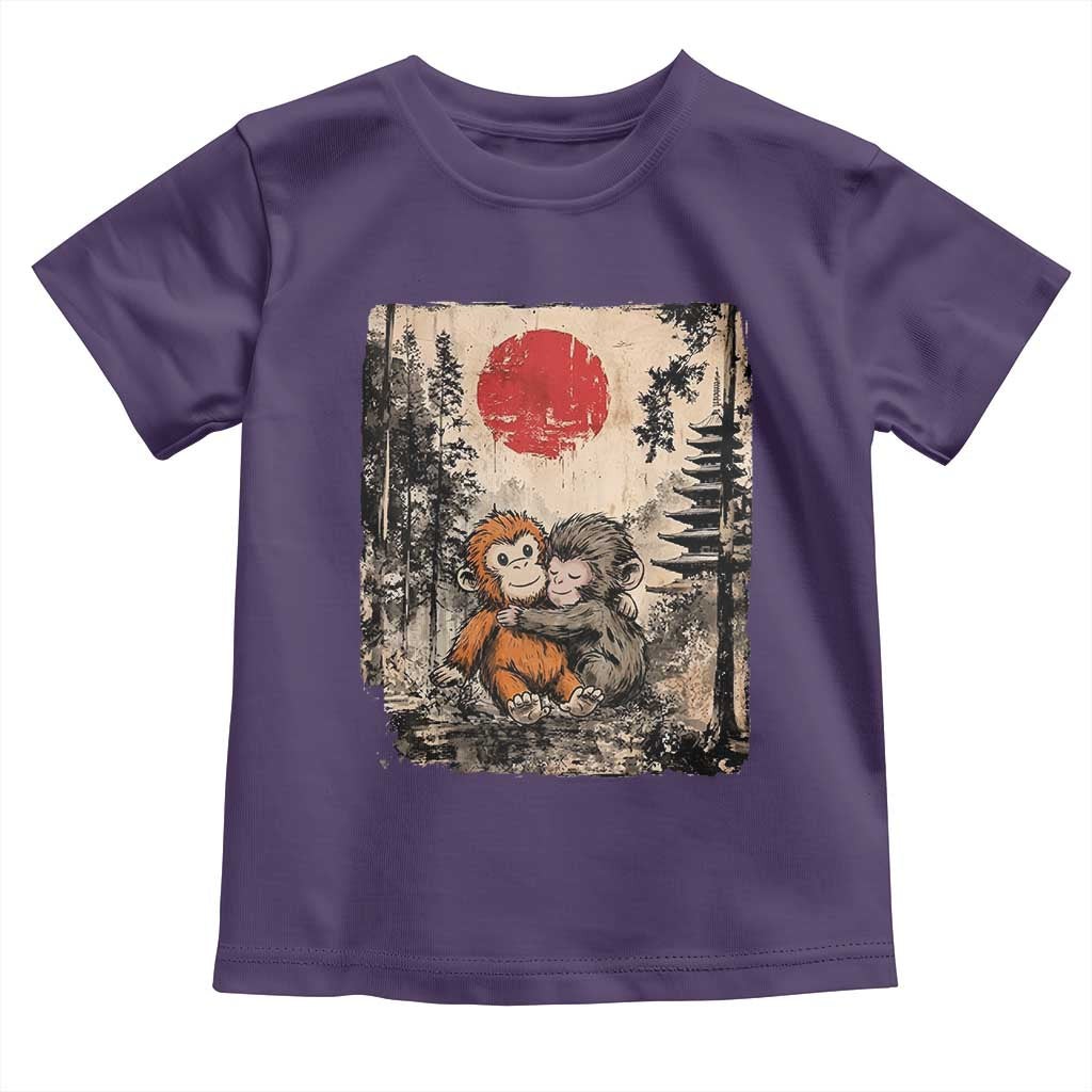 Vintage Japanese Ukiyoe Punch Baby Monkey Toddler T Shirt Kawaii Animal Gift TS12 Purple Print Your Wear