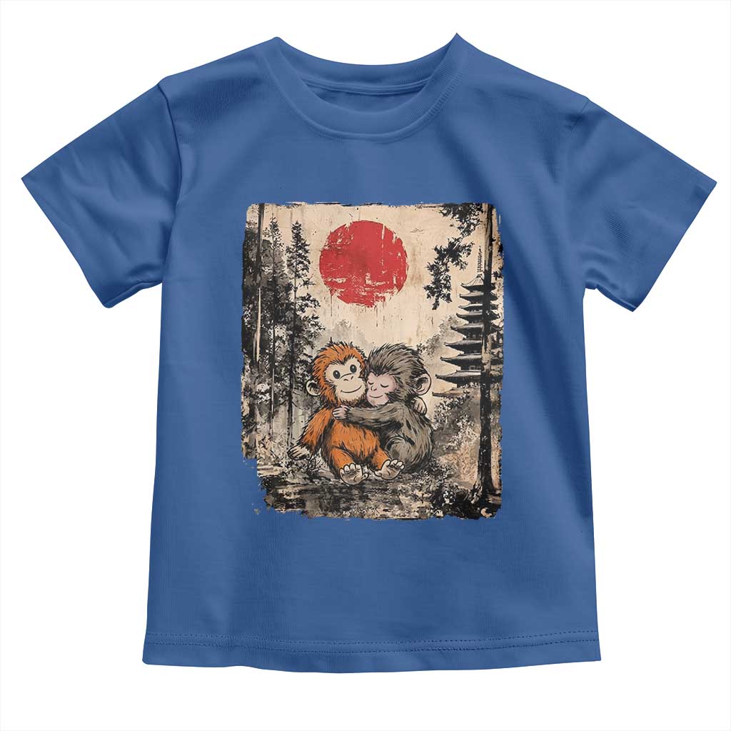 Vintage Japanese Ukiyoe Punch Baby Monkey Toddler T Shirt Kawaii Animal Gift TS12 Royal Blue Print Your Wear