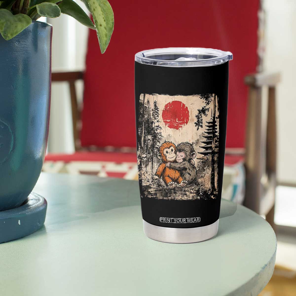 Vintage Japanese Ukiyoe Punch Baby Monkey Tumbler Cup Kawaii Animal Gift TS12 Print Your Wear