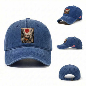 Vintage Japanese Ukiyoe Punch Baby Monkey Washed Cotton Baseball Cap Kawaii Animal Gift TS12 Washed Cap Universal Fit Royal Blue Print Your Wear
