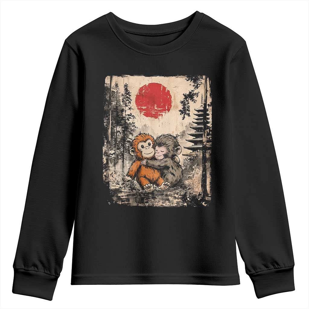 Vintage Japanese Ukiyoe Punch Baby Monkey Youth Sweatshirt Kawaii Animal Gift TS12 Black Print Your Wear