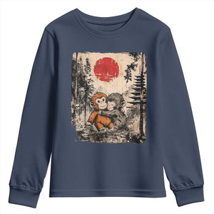 Vintage Japanese Ukiyoe Punch Baby Monkey Youth Sweatshirt Kawaii Animal Gift TS12 Navy Print Your Wear