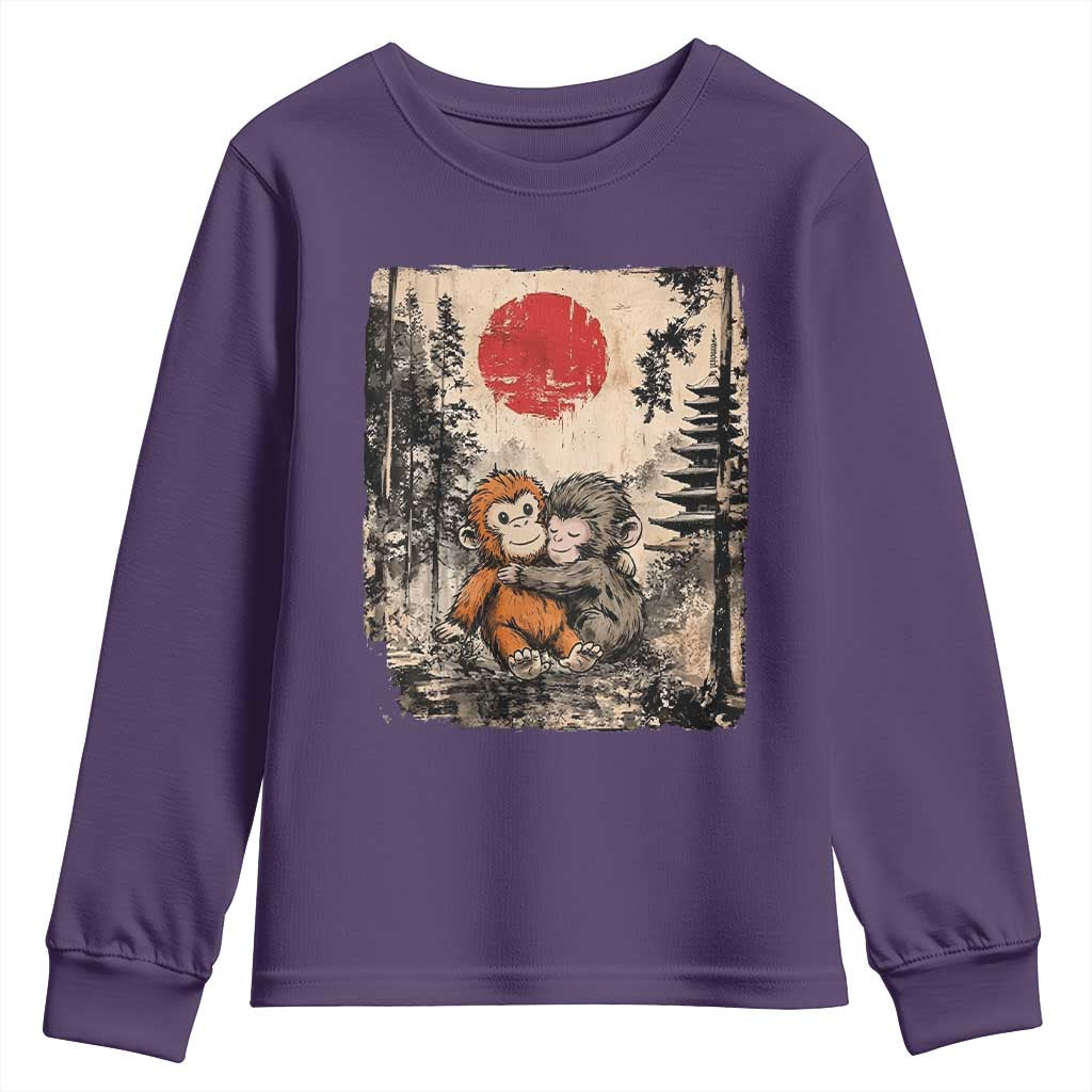 Vintage Japanese Ukiyoe Punch Baby Monkey Youth Sweatshirt Kawaii Animal Gift TS12 Purple Print Your Wear