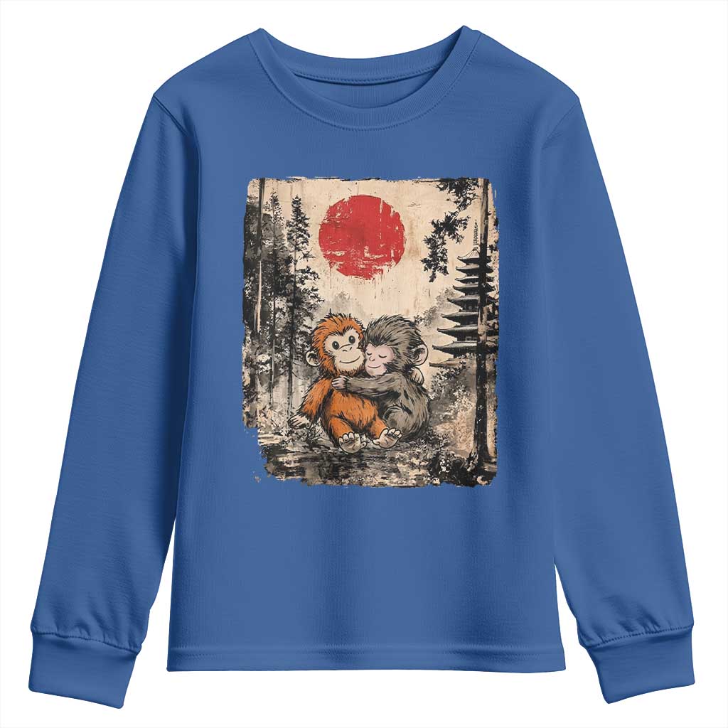 Vintage Japanese Ukiyoe Punch Baby Monkey Youth Sweatshirt Kawaii Animal Gift TS12 Royal Blue Print Your Wear