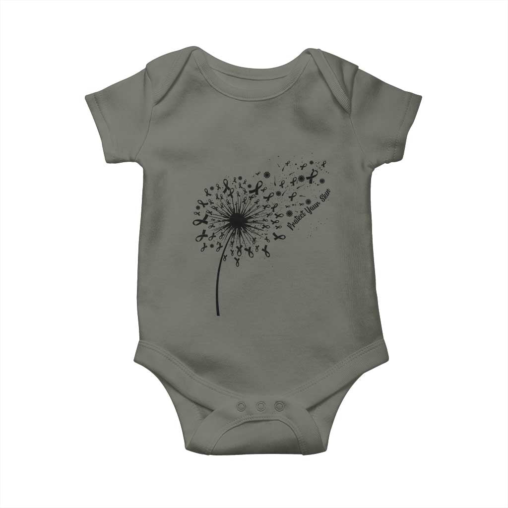 Protect Your Skin Baby Onesie Melanoma Awareness Dandelion Gift TS12 Military Green Print Your Wear