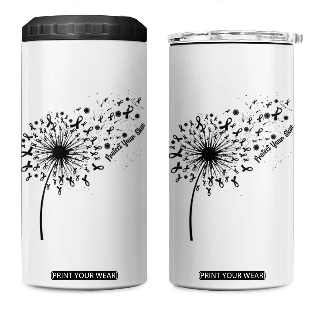 Protect Your Skin 4 in 1 Can Cooler Tumbler Melanoma Awareness Dandelion Gift TS12 One Size: 16 oz White Print Your Wear