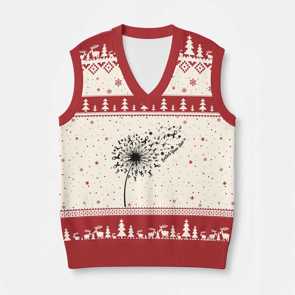 Protect Your Skin V-Neck Knit Sweater Vest Melanoma Awareness Dandelion Gift TS12 Beige Red Print Your Wear
