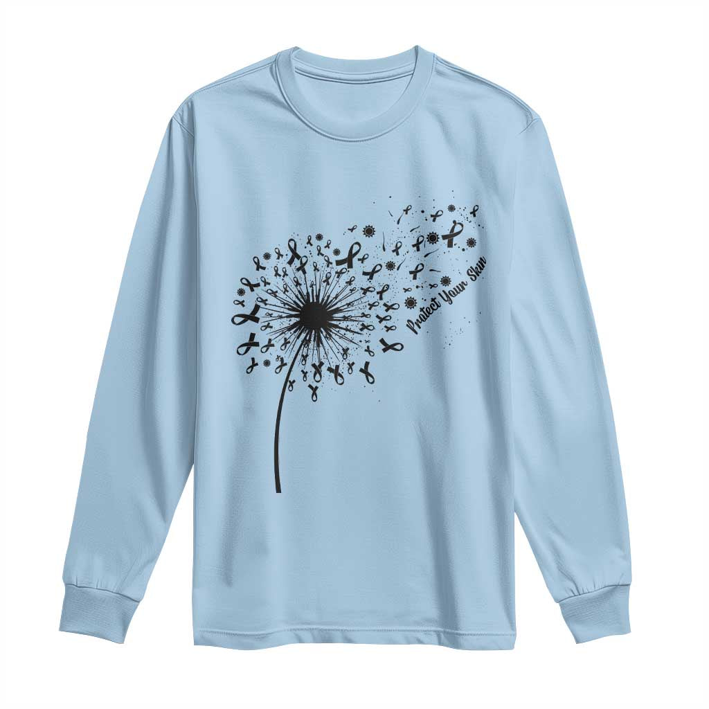 Protect Your Skin Long Sleeve Shirt Melanoma Awareness Dandelion Gift TS12 Light Blue Print Your Wear