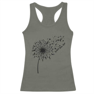 Protect Your Skin Racerback Tank Top Melanoma Awareness Dandelion Gift TS12 Military Green Print Your Wear