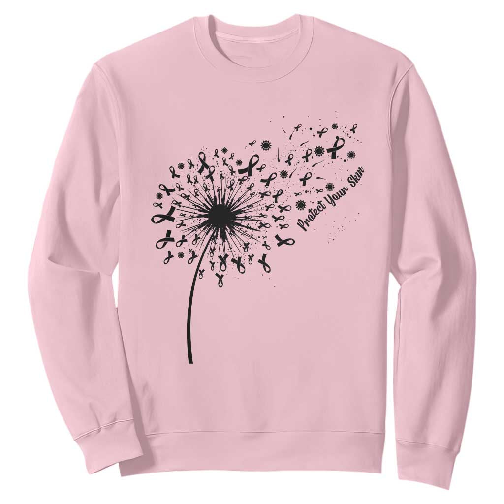 Protect Your Skin Sweatshirt Melanoma Awareness Dandelion Gift TS12 Light Pink Print Your Wear