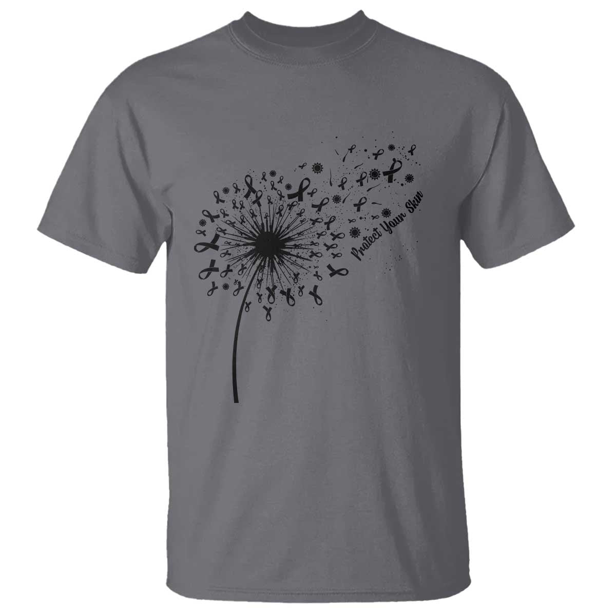 Protect Your Skin T Shirt Melanoma Awareness Dandelion Gift TS12 Charcoal Print Your Wear