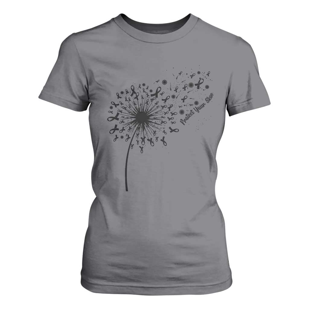 Protect Your Skin T Shirt For Women Melanoma Awareness Dandelion Gift TS12 Charcoal Print Your Wear