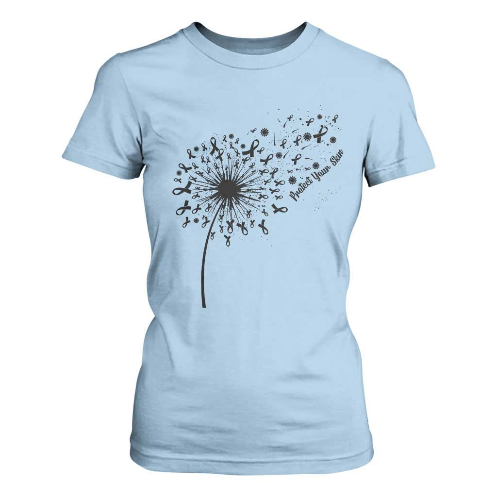 Protect Your Skin T Shirt For Women Melanoma Awareness Dandelion Gift TS12 Light Blue Print Your Wear