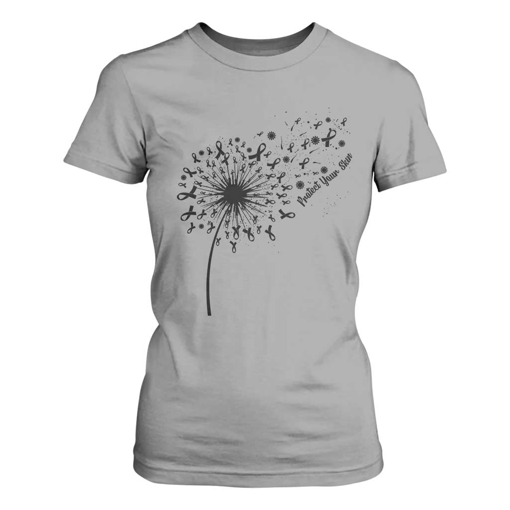 Protect Your Skin T Shirt For Women Melanoma Awareness Dandelion Gift TS12 Sport Gray Print Your Wear