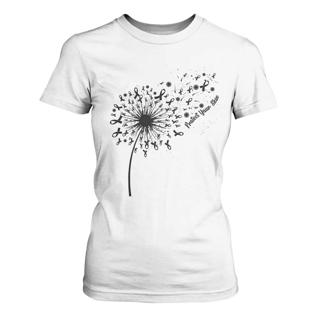 Protect Your Skin T Shirt For Women Melanoma Awareness Dandelion Gift TS12 White Print Your Wear
