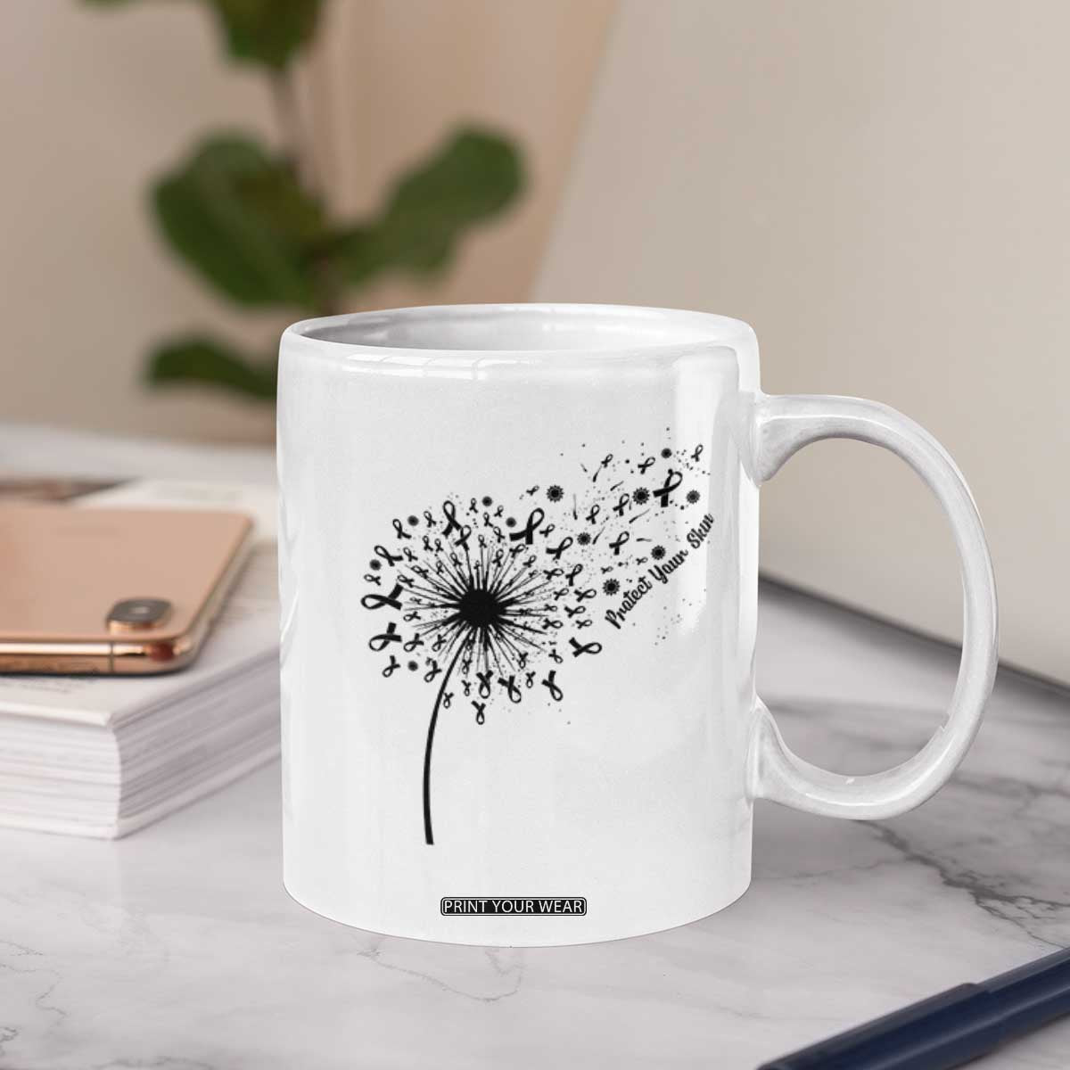 Protect Your Skin Coffee Mug Melanoma Awareness Dandelion Gift TS12 Print Your Wear