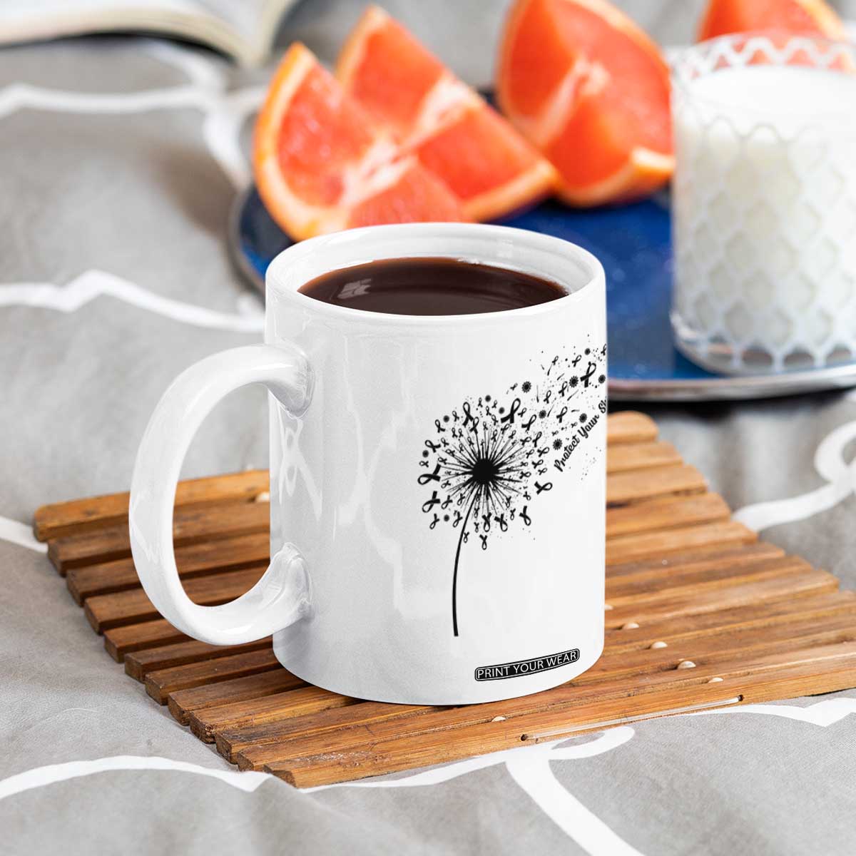 Protect Your Skin Coffee Mug Melanoma Awareness Dandelion Gift TS12 Print Your Wear