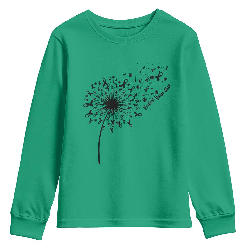 Protect Your Skin Youth Sweatshirt Melanoma Awareness Dandelion Gift TS12 Irish Green Print Your Wear
