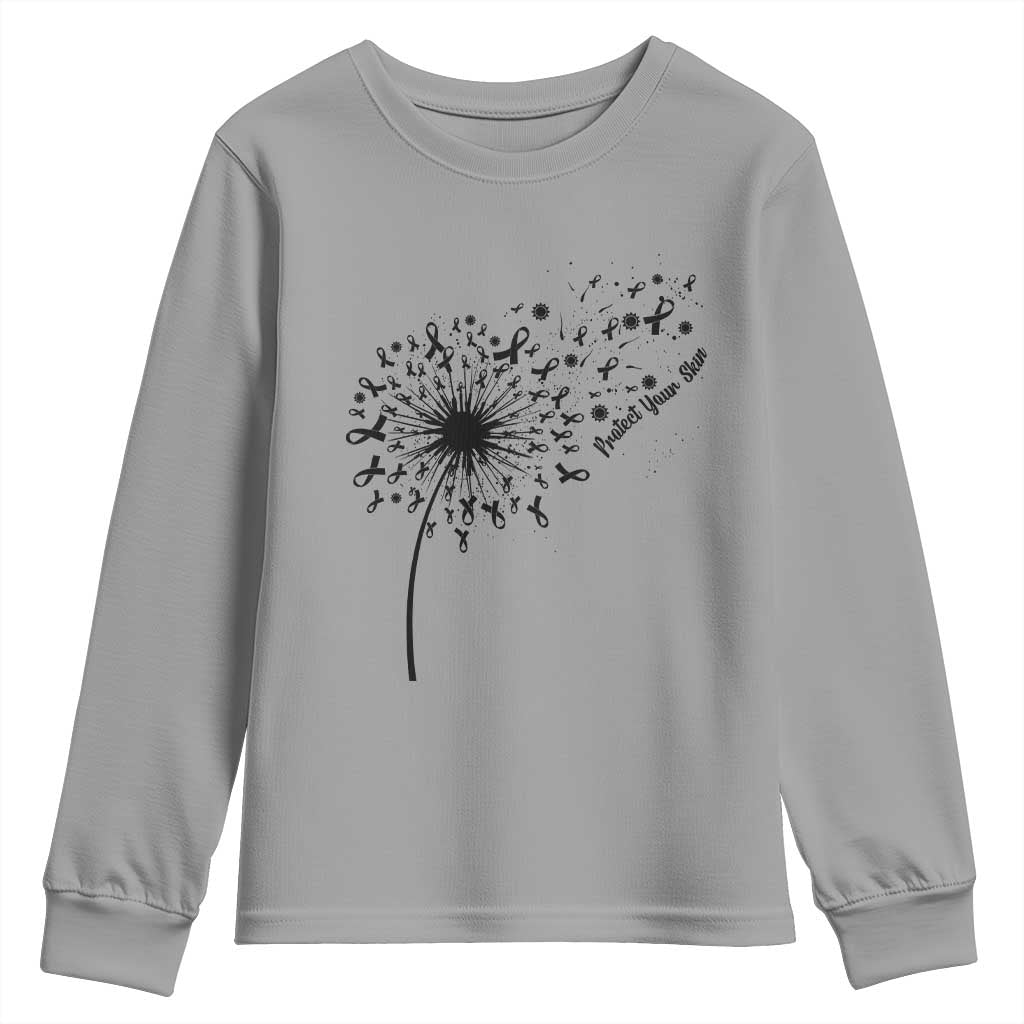 Protect Your Skin Youth Sweatshirt Melanoma Awareness Dandelion Gift TS12 Sport Gray Print Your Wear