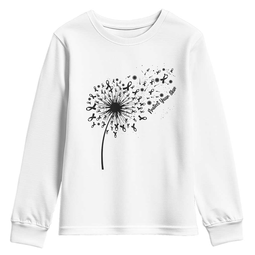 Protect Your Skin Youth Sweatshirt Melanoma Awareness Dandelion Gift TS12 White Print Your Wear