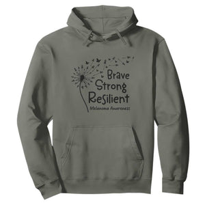 Brave Strong Resilient Hoodie Melanoma Warrior Dandelion Gift TS12 Military Green Print Your Wear