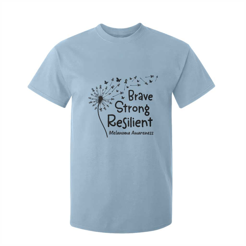 Brave Strong Resilient T Shirt For Kid Melanoma Warrior Dandelion Gift TS12 Light Blue Print Your Wear