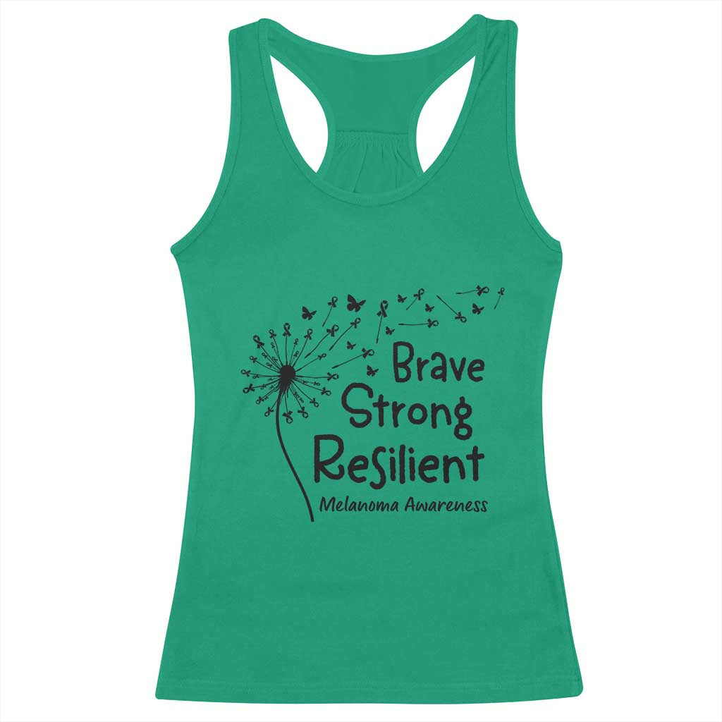 Brave Strong Resilient Racerback Tank Top Melanoma Warrior Dandelion Gift TS12 Irish Green Print Your Wear
