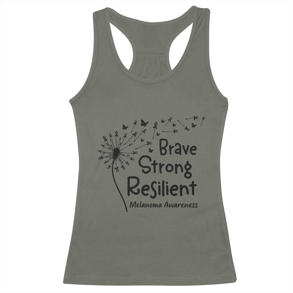 Brave Strong Resilient Racerback Tank Top Melanoma Warrior Dandelion Gift TS12 Military Green Print Your Wear
