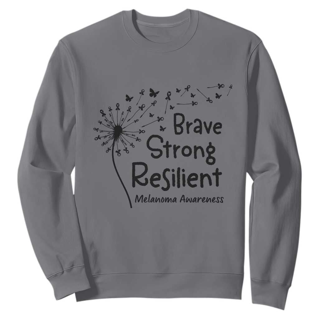 Brave Strong Resilient Sweatshirt Melanoma Warrior Dandelion Gift TS12 Charcoal Print Your Wear